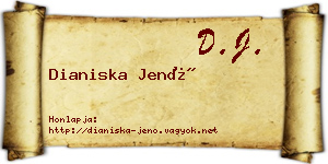 Dianiska Jenő névjegykártya